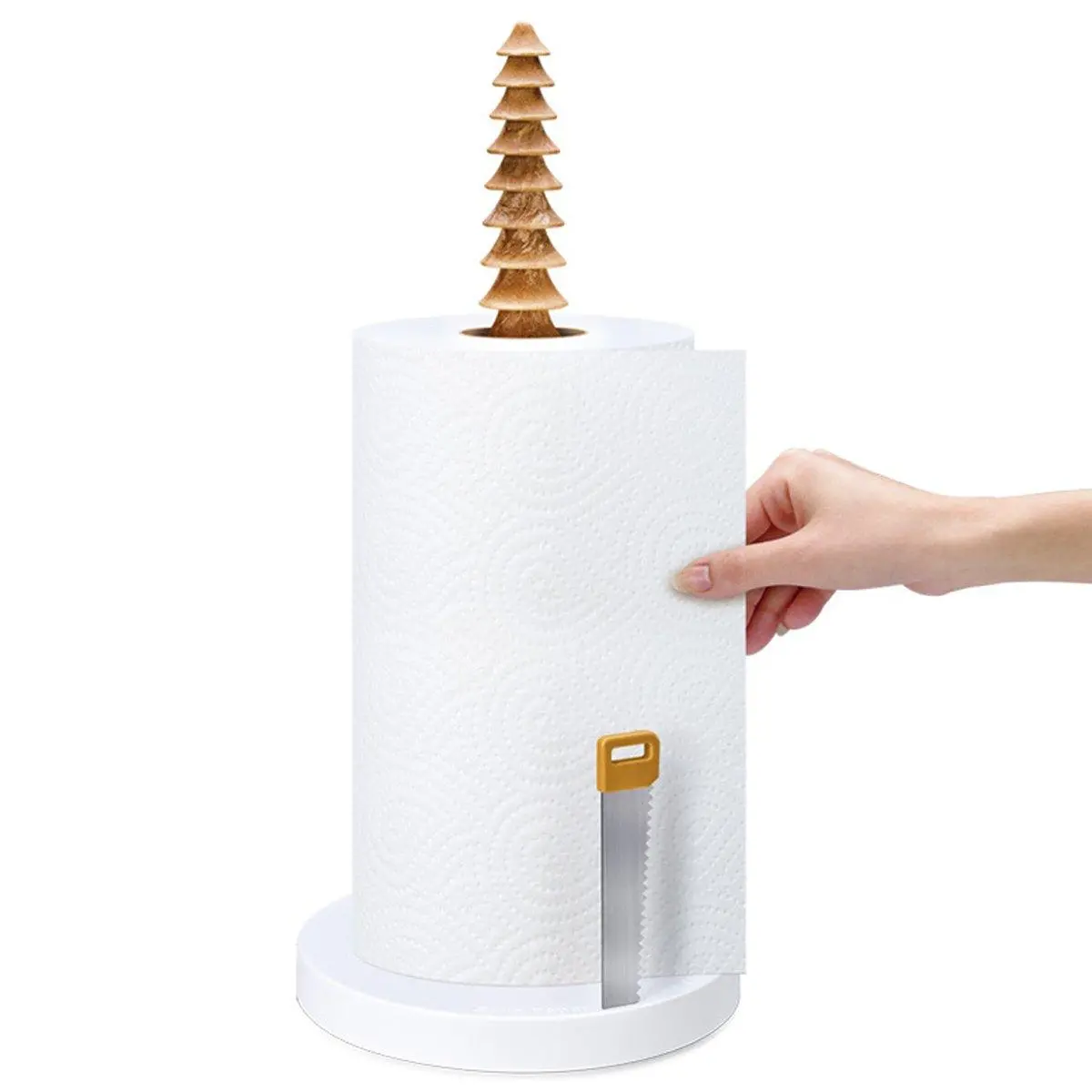 Kitchen Paper Towel Holder - Free Standing Bathroom Tissue Roll Dispenser - Image 2