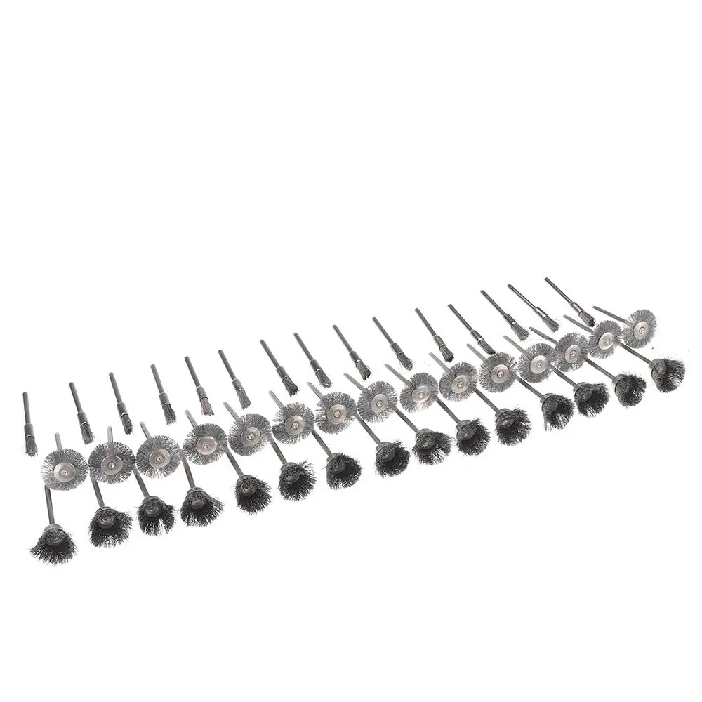 Effetool 45pcs 3mm Shank Stainless Steel Wire Brush Wheel - Rotary Tool Polishing Kit - Image 4