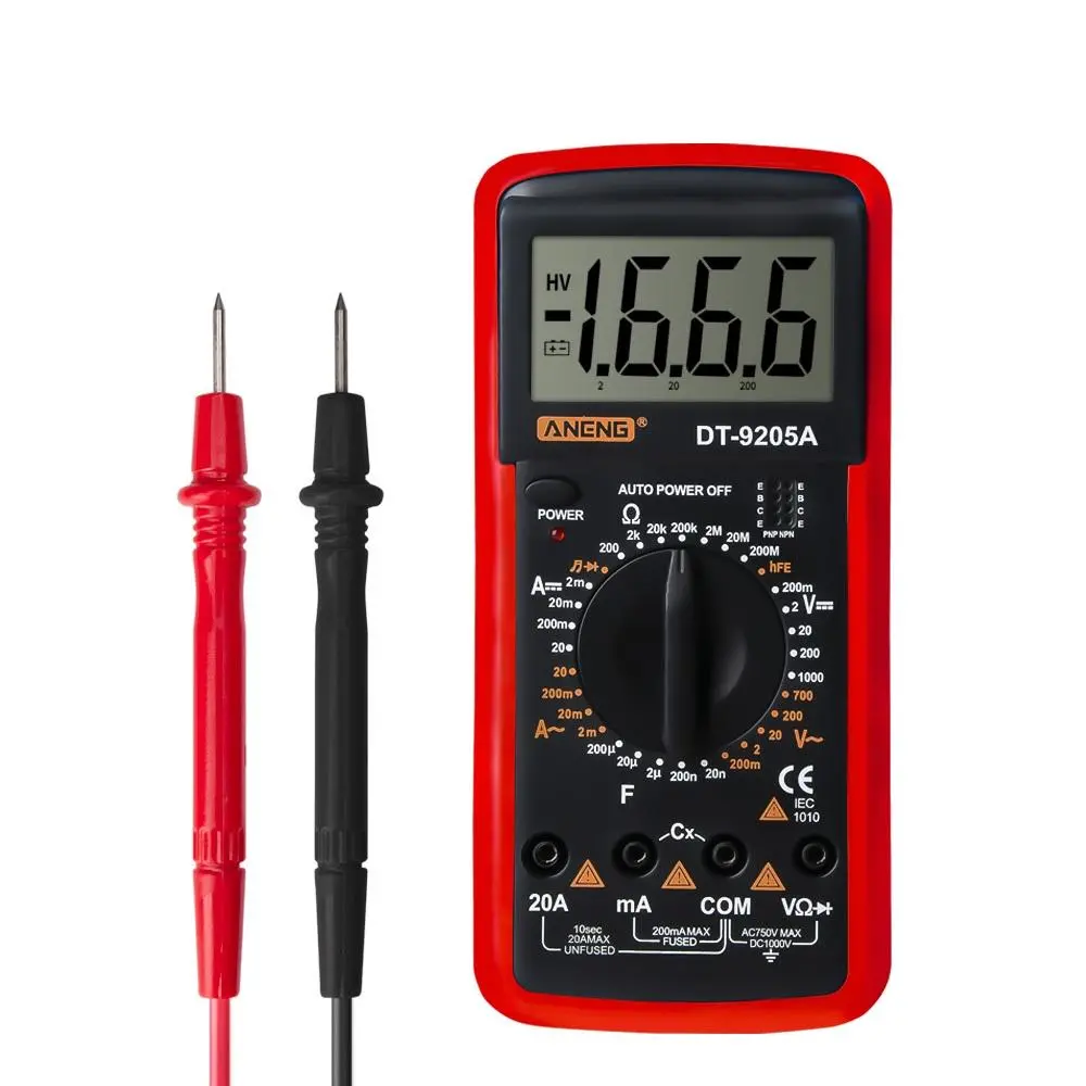 ANENG DT9205A Digital Multimeter - Transistor Tester with Backlight & ESR - Image 5