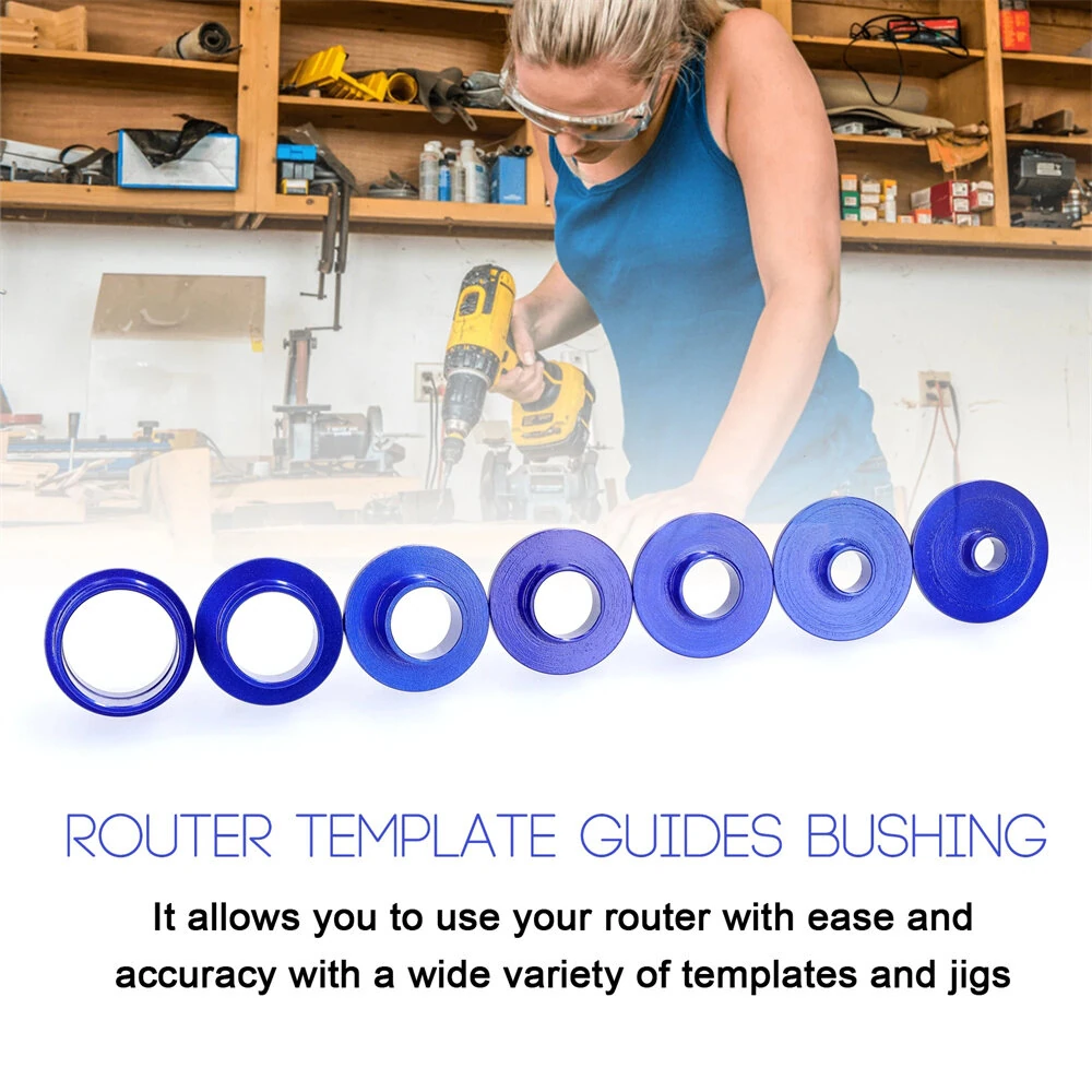 10PCS Router Template Guide Bushing Set - 8 Aluminum Bushings & 2 Lock Nuts | Woodworking - Image 3