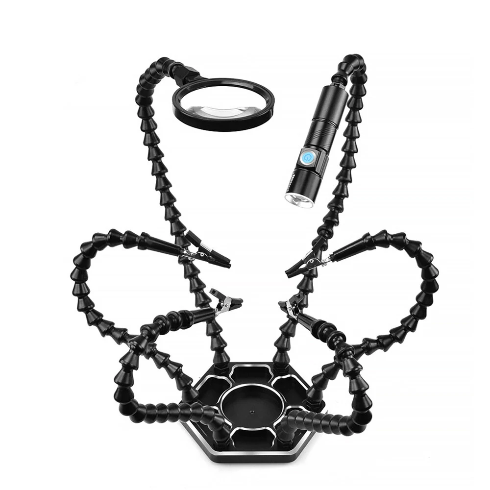 USB 3X Magnifier Soldering Station - Six-Jaw Aluminum Alloy Third Hand Tool - Image 2