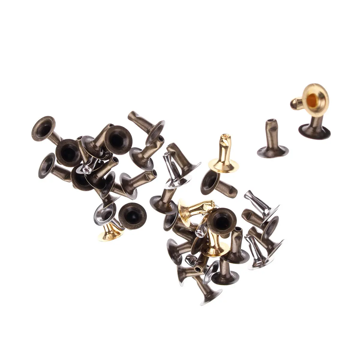 Silver Gold Single Cap Rivet Set - 180pcs Tubular Studs & Fixing Tool Kit For Leather - Image 4