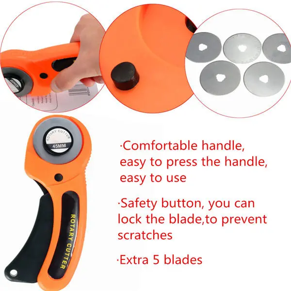OLFA 45mm Rotary Cutter - 5 Blades for Sewing, Quilting & Fabric Cutting - Image 2
