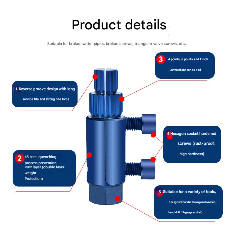 Broken Pipe Head Screw Extractor - 1/2 & 3/4 Inch Faucet Angle Valve Thread Removal Tool - Image 2