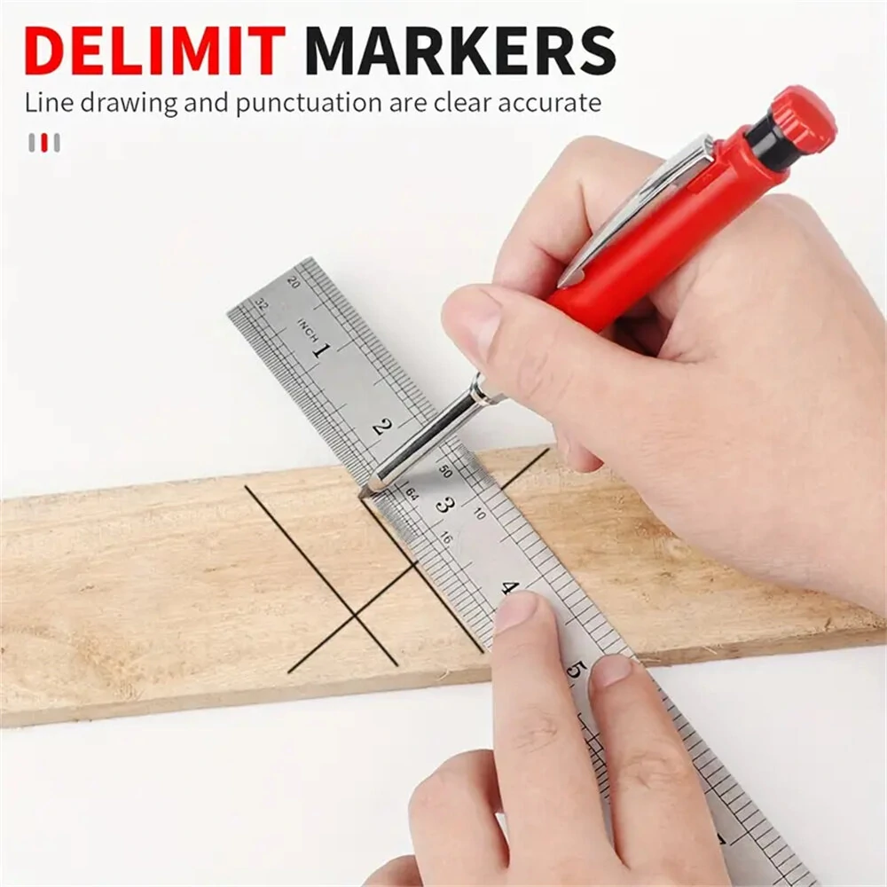Refillable Carpenter Pencil Set - High Precision Mechanical Pencil for Woodworking & Drafting - Image 2