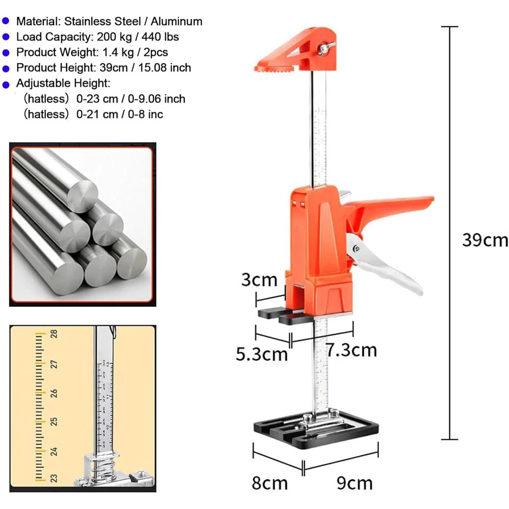 2PCS Labor Saving Woodworking Clamp - 400KG Lift Capacity | Height Adjustment Handle for Door & Cabinet Panels - Image 4
