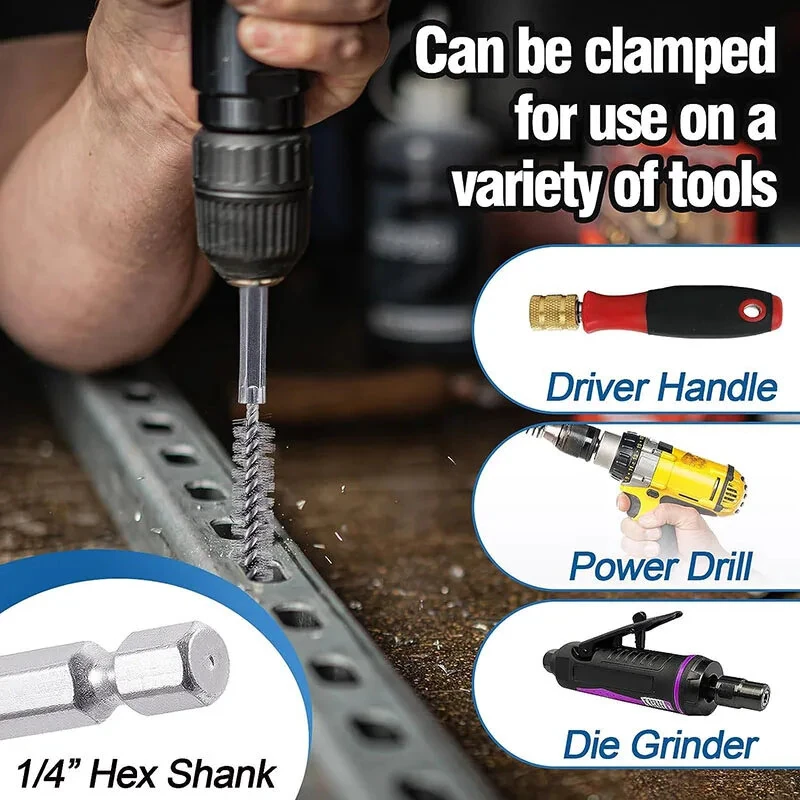 Stainless Steel Drill Brush - Hex Shank Rust Removal Tool | 6 Sizes - Image 4
