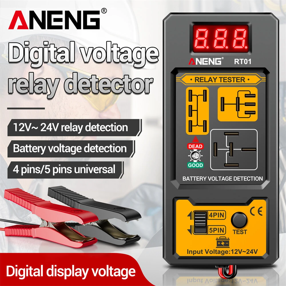 ANENG RT01 Automotive Relay Tester - Digital Voltage Detecter for 12V/24V | 4-Pin 5-Pin Diagnostic Tool - Image 2
