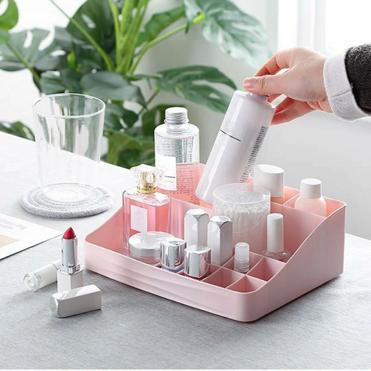 Women's Cosmetic Storage Box | Jewelry & Makeup Organizer Case with Perfume Display - Image 2