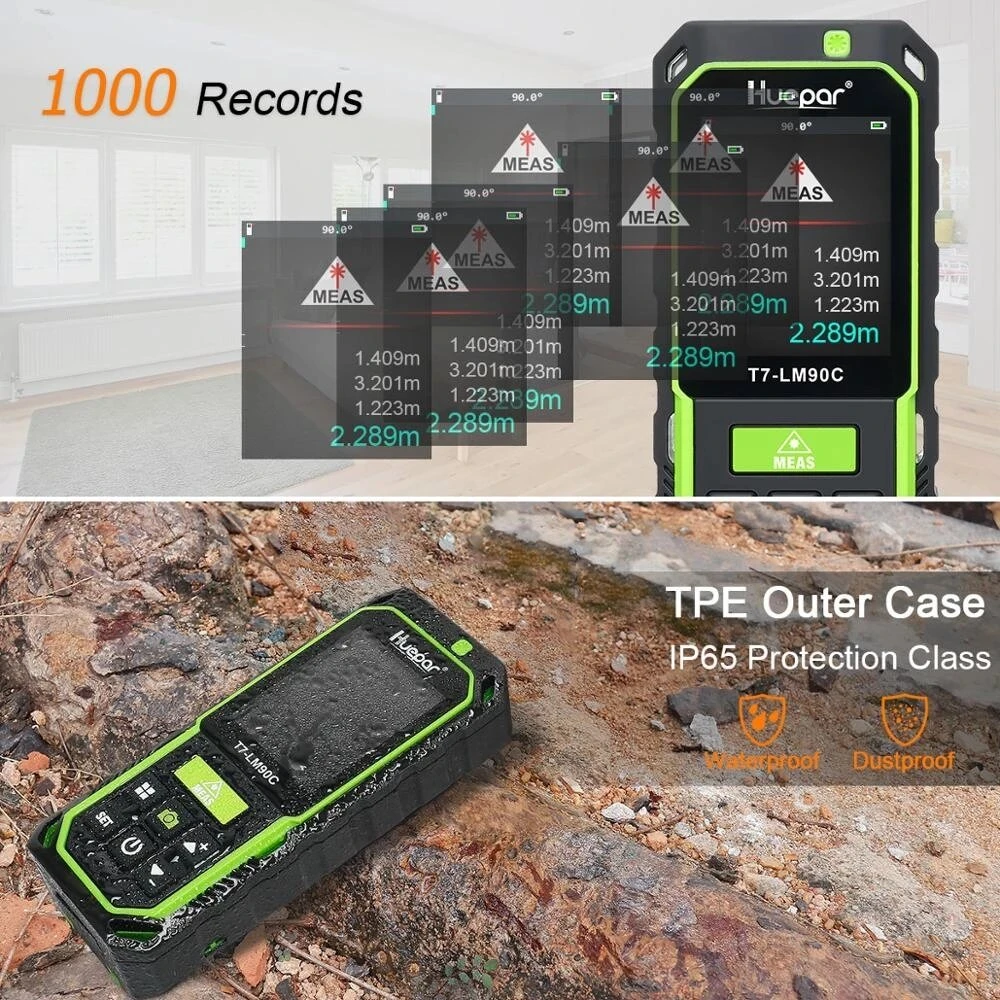 Huepar T7-LM90C Laser Distance Meter with Camera | 2X/4X Zoom & Rechargeable - Image 5