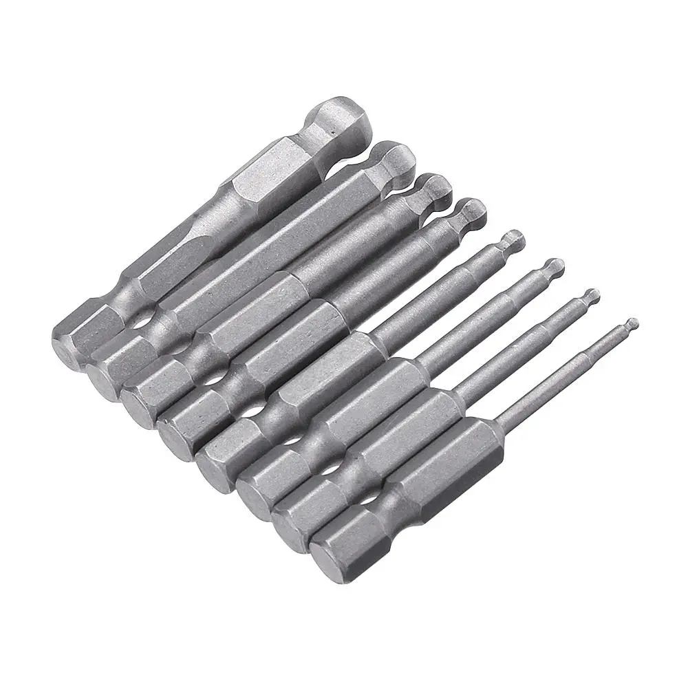 Effetool 8pcs 50mm S2 Magnetic Ball Hex Bits | H1.5-8mm | Screwdriver Set - Image 3