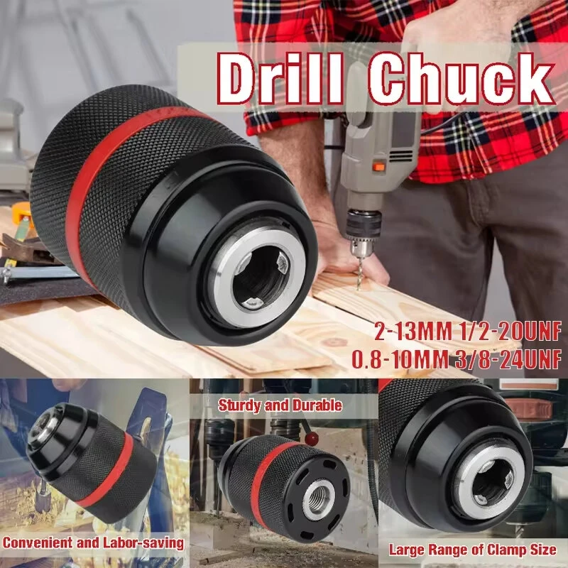Metal Drill Chuck 13mm Threaded Keyless - Hex Shank SDS Square Adapter for Drill Bits - Image 2