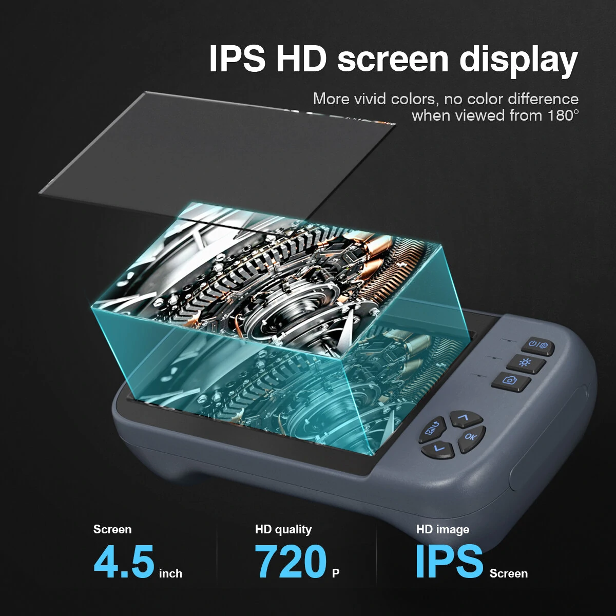INSKAM 451-2 Dual Lens Borescope - 4.5in IPS Display - 1920x1080 HD - IP67 Waterproof - Image 5