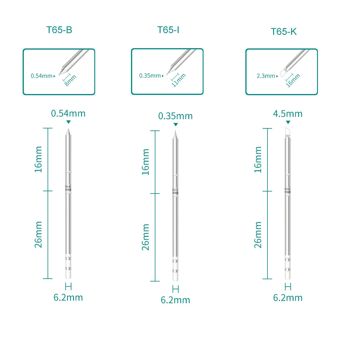 T65 Soldering Iron Tip Set - 5 PCS Lead-Free High Longevity Anti-Blackening - Image 5