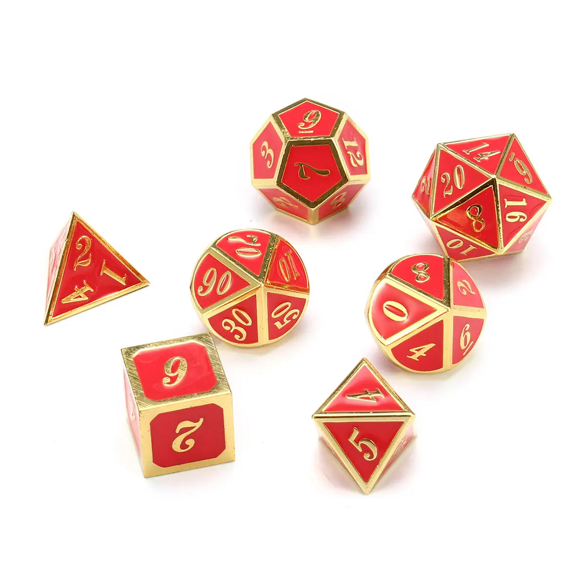 7pcs Zinc Alloy Polyhedral Dice Set - Enamel Embossed Heavy Metal D&D Dice With Bag - Image 5