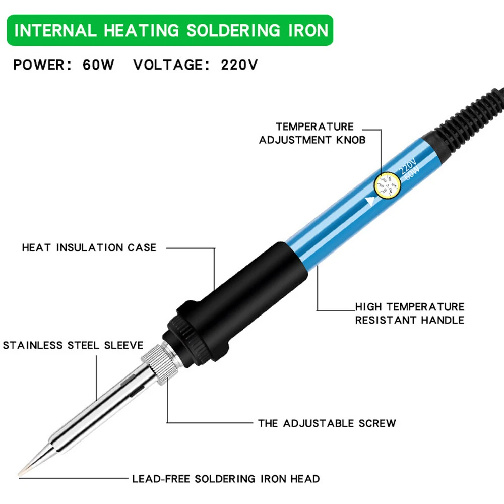 60W Adjustable Temperature Welding Iron Set - 200°C-450°C - 220V Alloy Tool Kit - Image 4