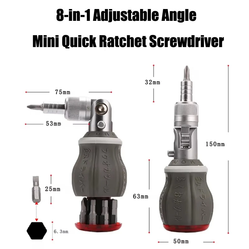 Multifunctional 8-in-1 Ratchet Screwdriver Set | Adjustable Angle & Quick Release | CR-V Steel Bits - Image 2
