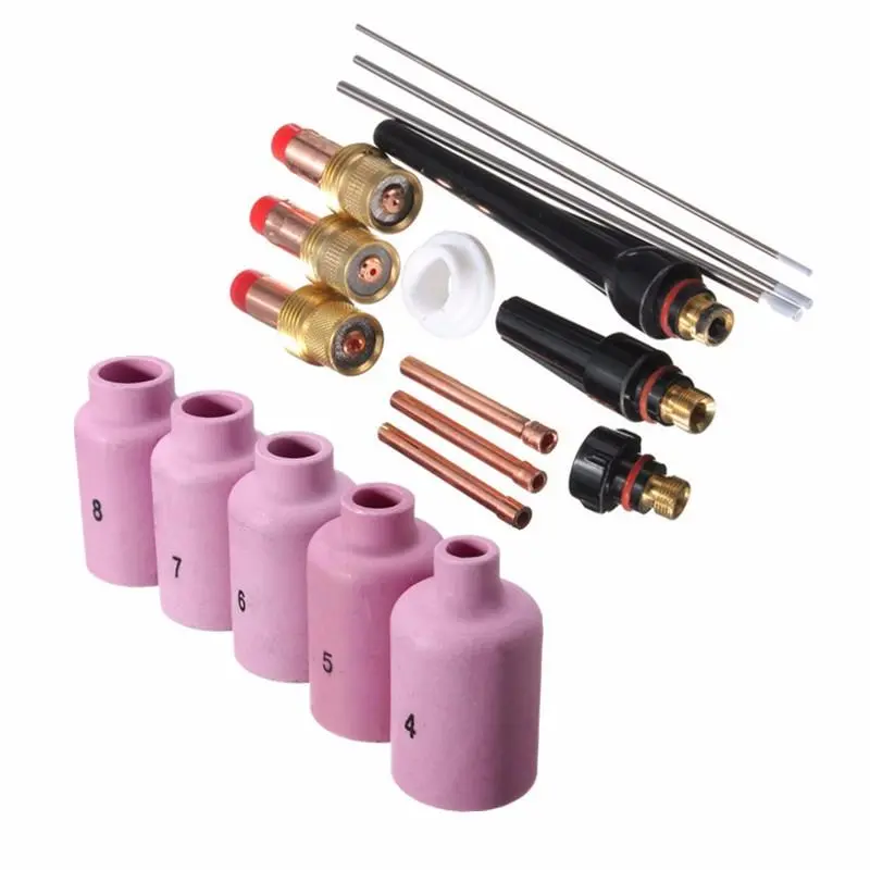 WP-17 WP-18 TIG Welder Torch Kit - 18pcs Cup Collet Body Nozzle & Gas Lens - Image 4