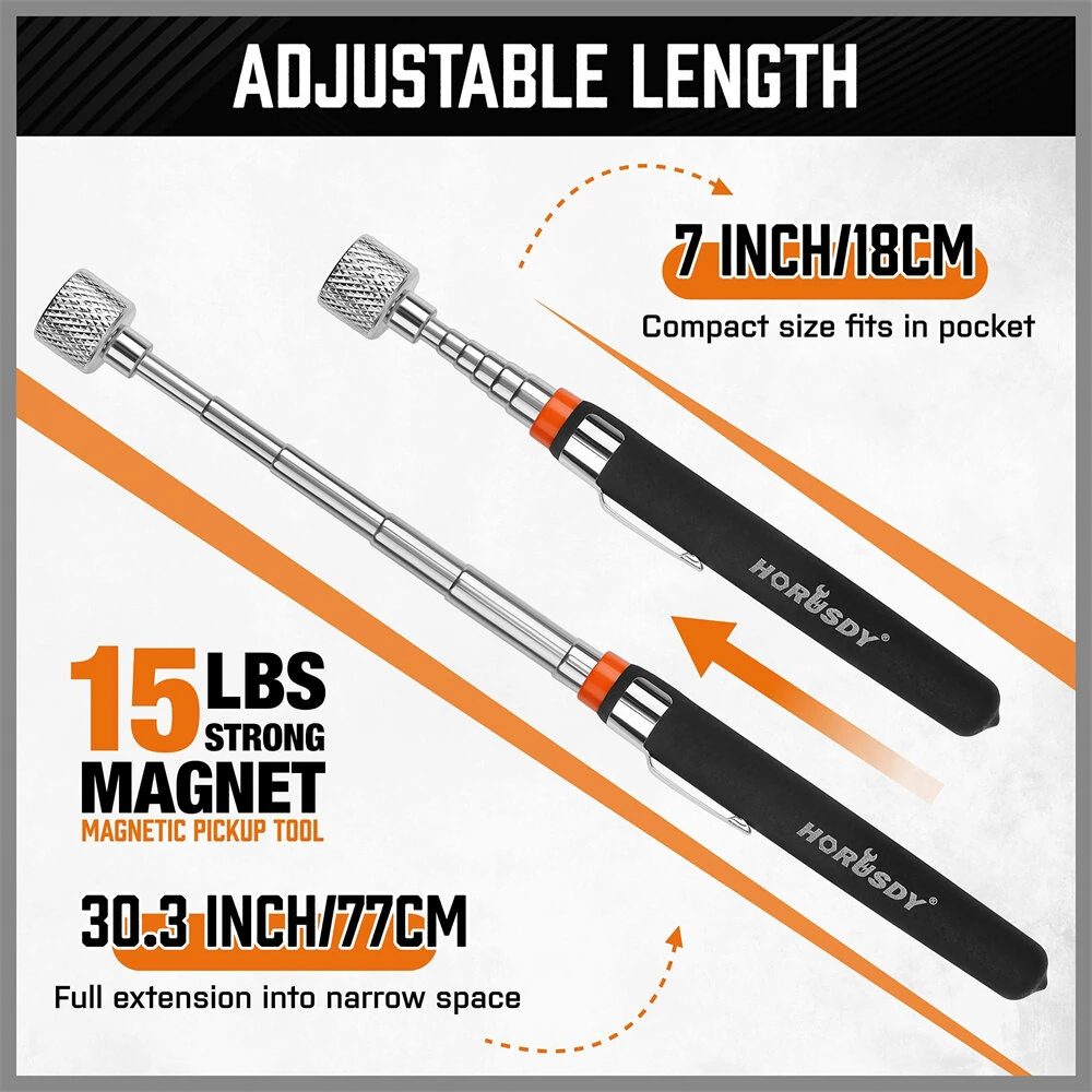 Magnetic Pickup Tools Set - 5-Piece Telescoping Sticks & Tray - 15LB 10LB 3LB 1.5LB - Rust-Proof for Mechanics & DIY - Image 5
