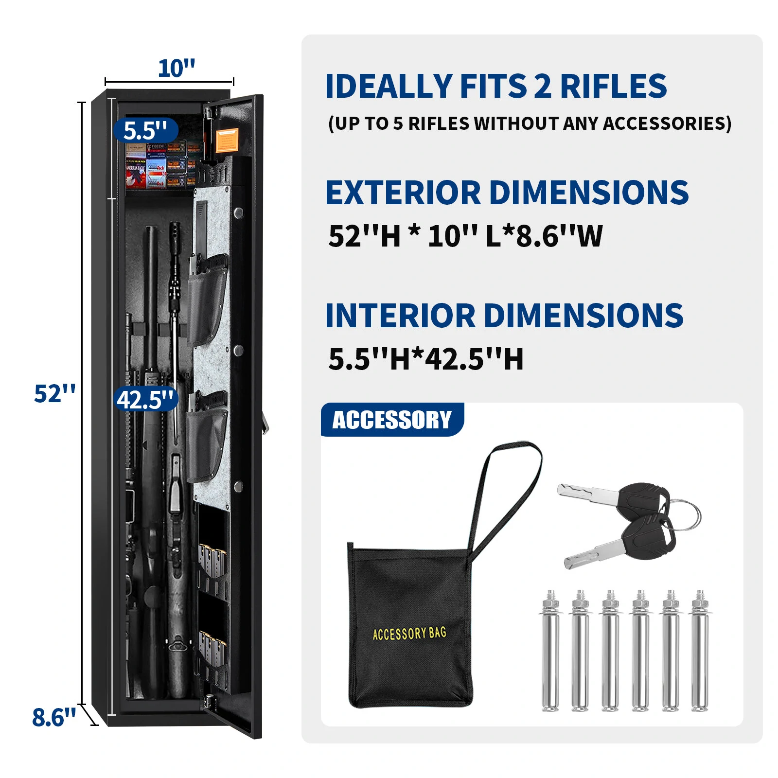 BlackSmith Quick Access Keypad Gun Safe - 3 Key Wall Mount Safe for Pistols - Image 4