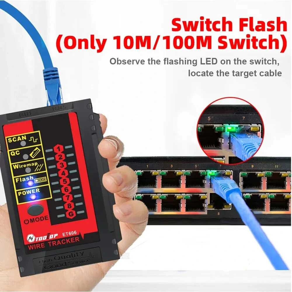 TOOLTOP ET606 Network Cable Tester | POE & 3KM Cable Tracing | RJ45/RJ11 - Image 4