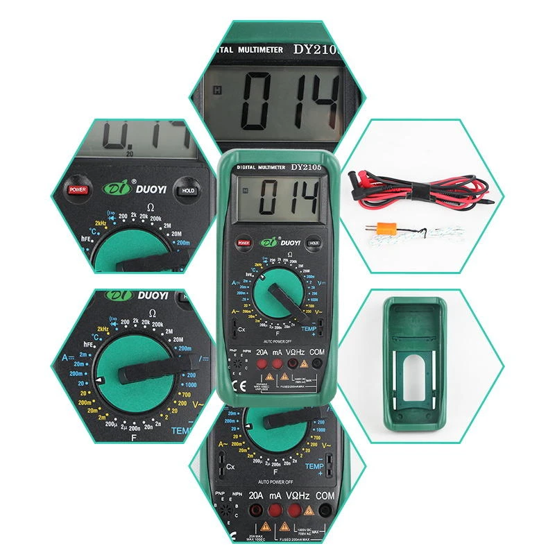 DUOYI DY2105 Digital Multimeter - Professional Multimetro with Temperature & Frequency - Image 3