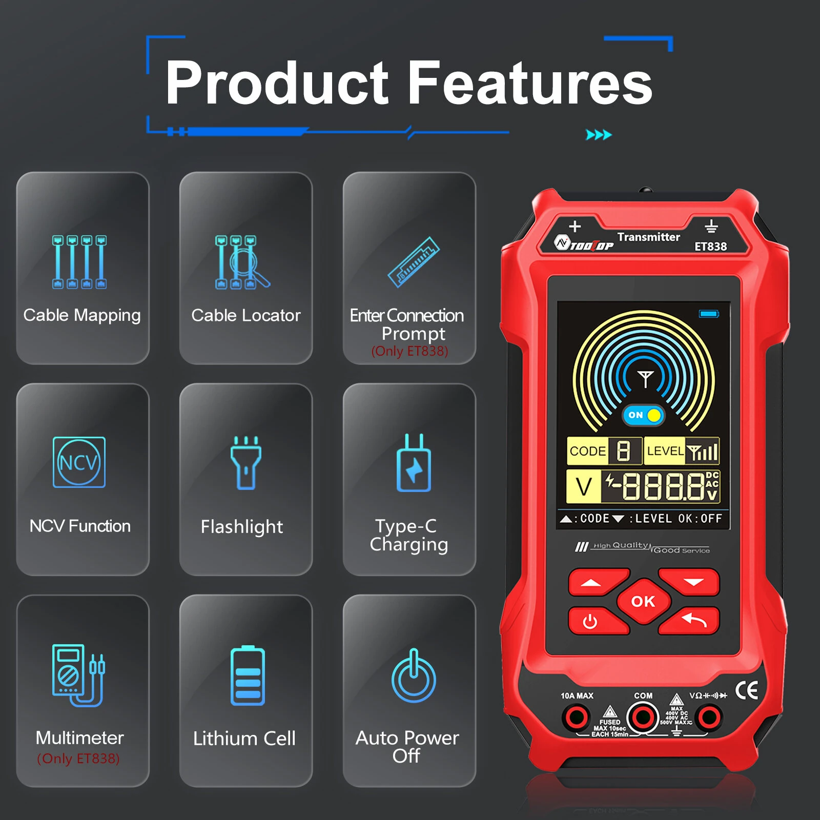 ET836 ET838 Underground Cable Tester | Wire Tracker for Electrical Lines & Pipes - Image 2