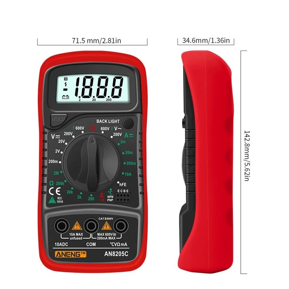 ANENG AN8205C Digital Multimeter - AC/DC Volt Ohm Tester with Thermocouple & Backlight - Image 5