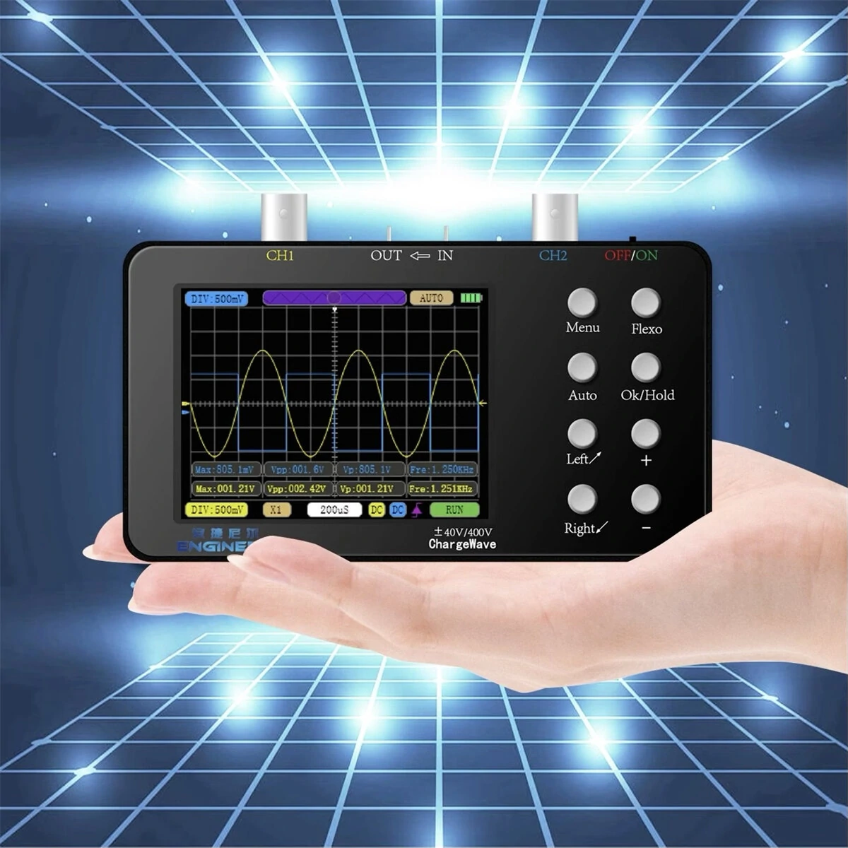 SCO2 Dual Channel Digital Oscilloscope - 50M Sampling Rate, 10MHz Bandwidth, Auto - Image 3