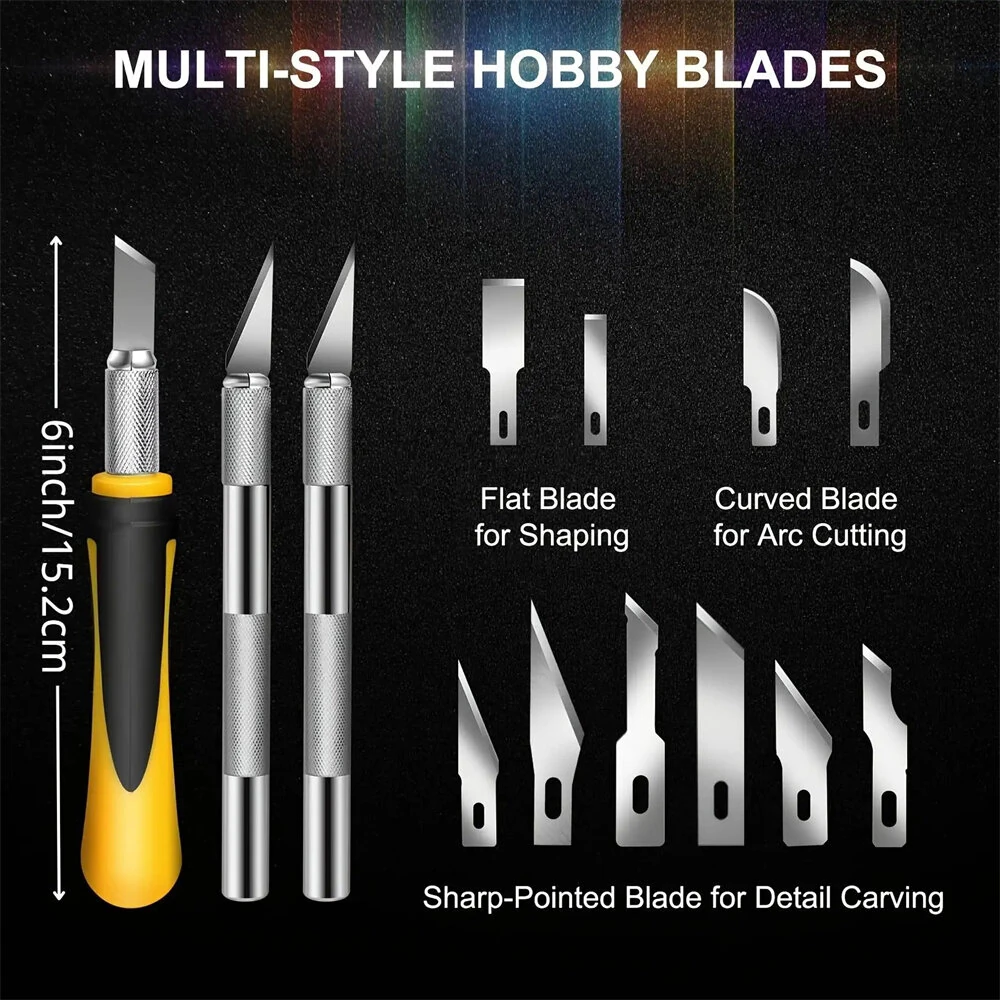 16PCS Craft Knife Set - SK5 High Carbon Steel Precision Blades | Carving & Cutting Tools - Image 4