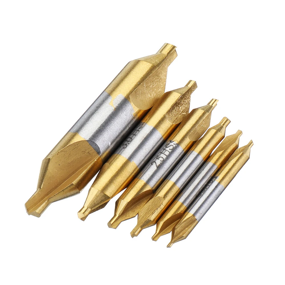 Drillpro 6pcs HSS Titanium Coated Center Drill Bit Set | 60 Degree 1-5mm - Image 2