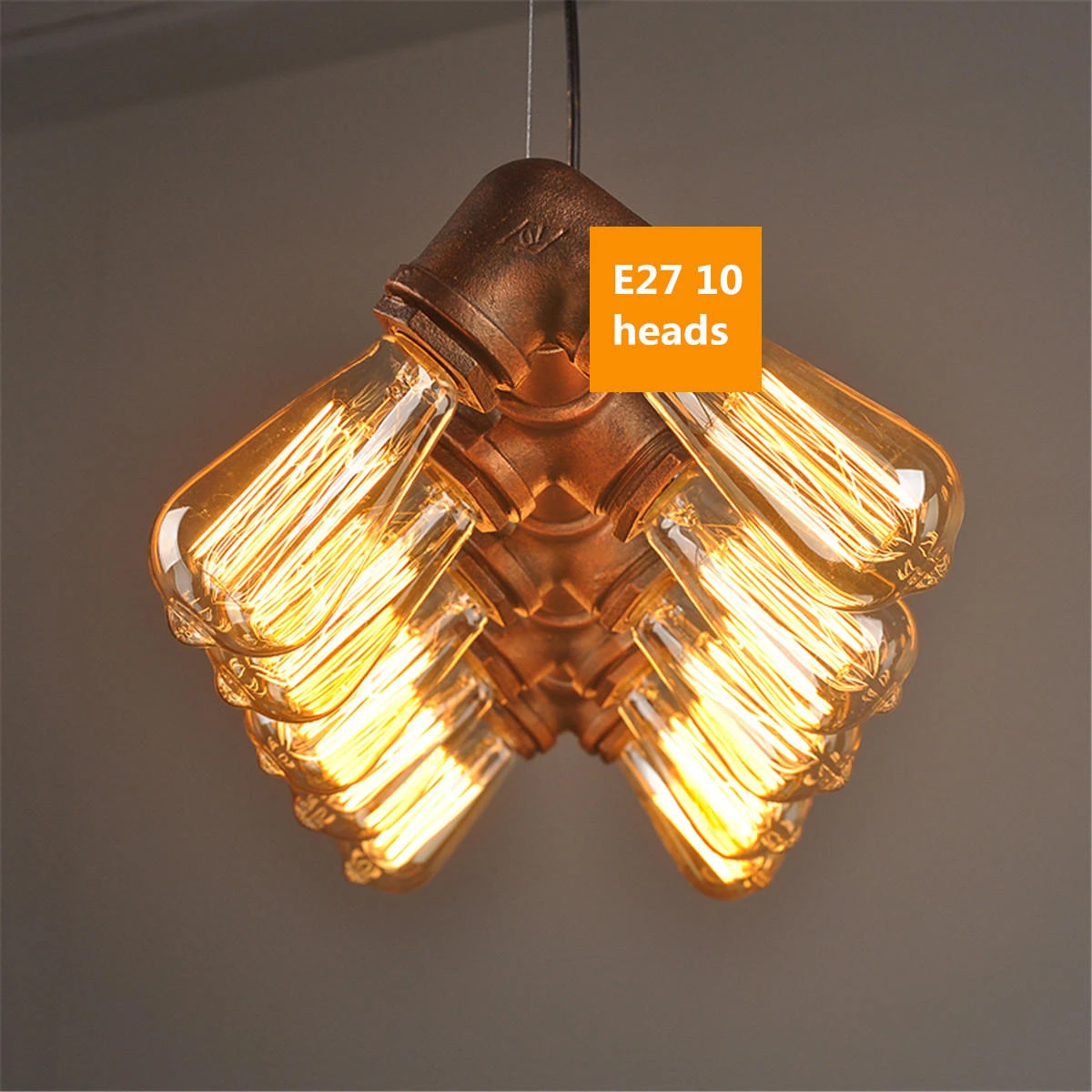 Industrial Pendant Light - 10 Head Ceiling Lamp for Cafe Restaurant - Image 2