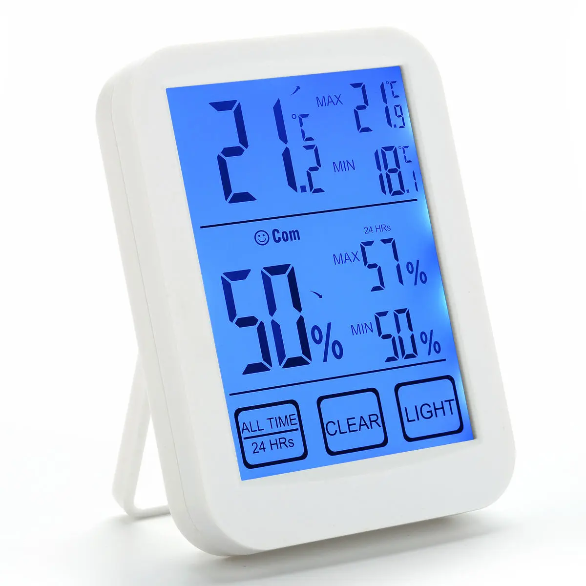 LCD Digital Touch Screen Indoor Thermometer Hygrometer Temp Humidity Meter Light - Image 3