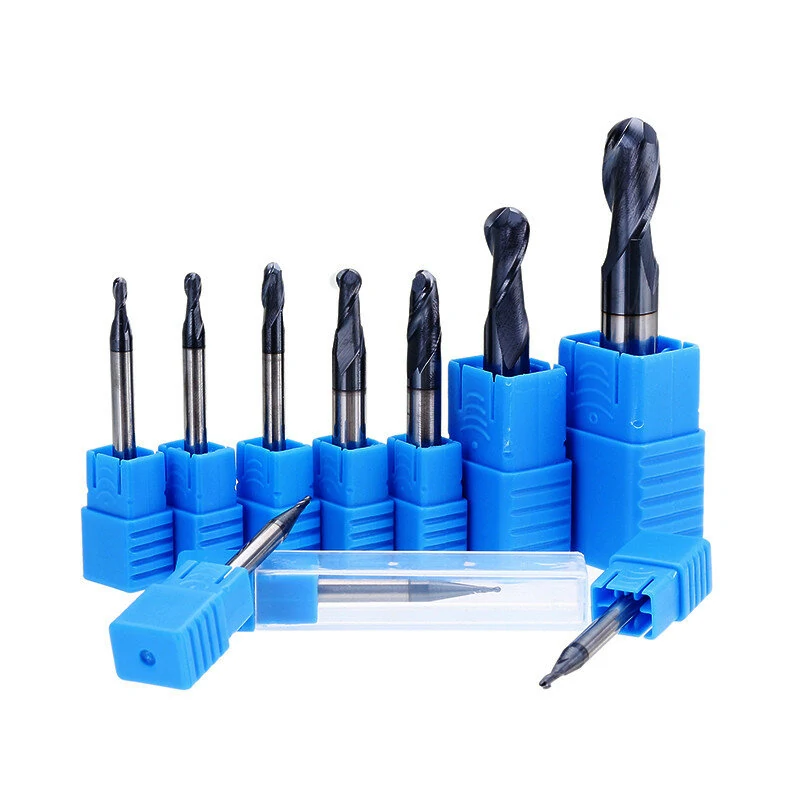 Drillpro Ball Nose Tungsten Carbide End Mill Cutter - R0.5-R5mm HRC55 TiAlN Coating - Image 2