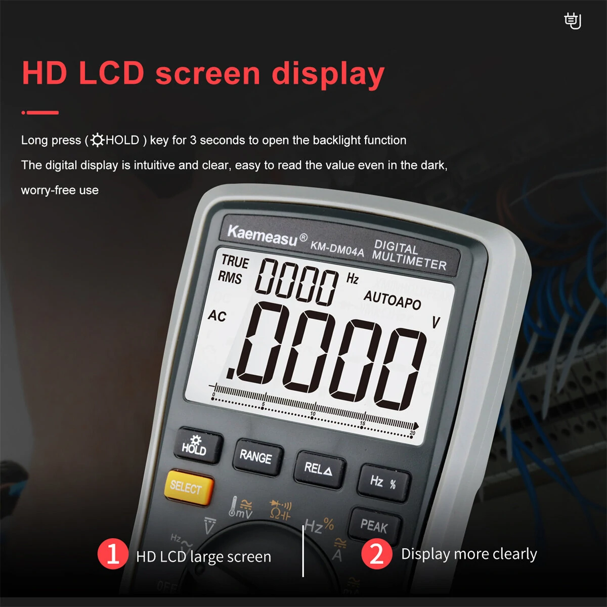 Kaemeasu KM-DM04A Digital Multimeter | 4½ Digit True RMS | Voltage Temp Hz - Image 3