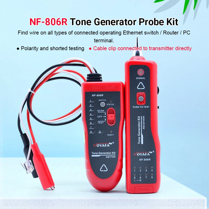 NOYAFA NF-806R Network Cable Tester - Fault Locator for UTP STP RJ45 RJ11 with Alligator Clip - Image 4