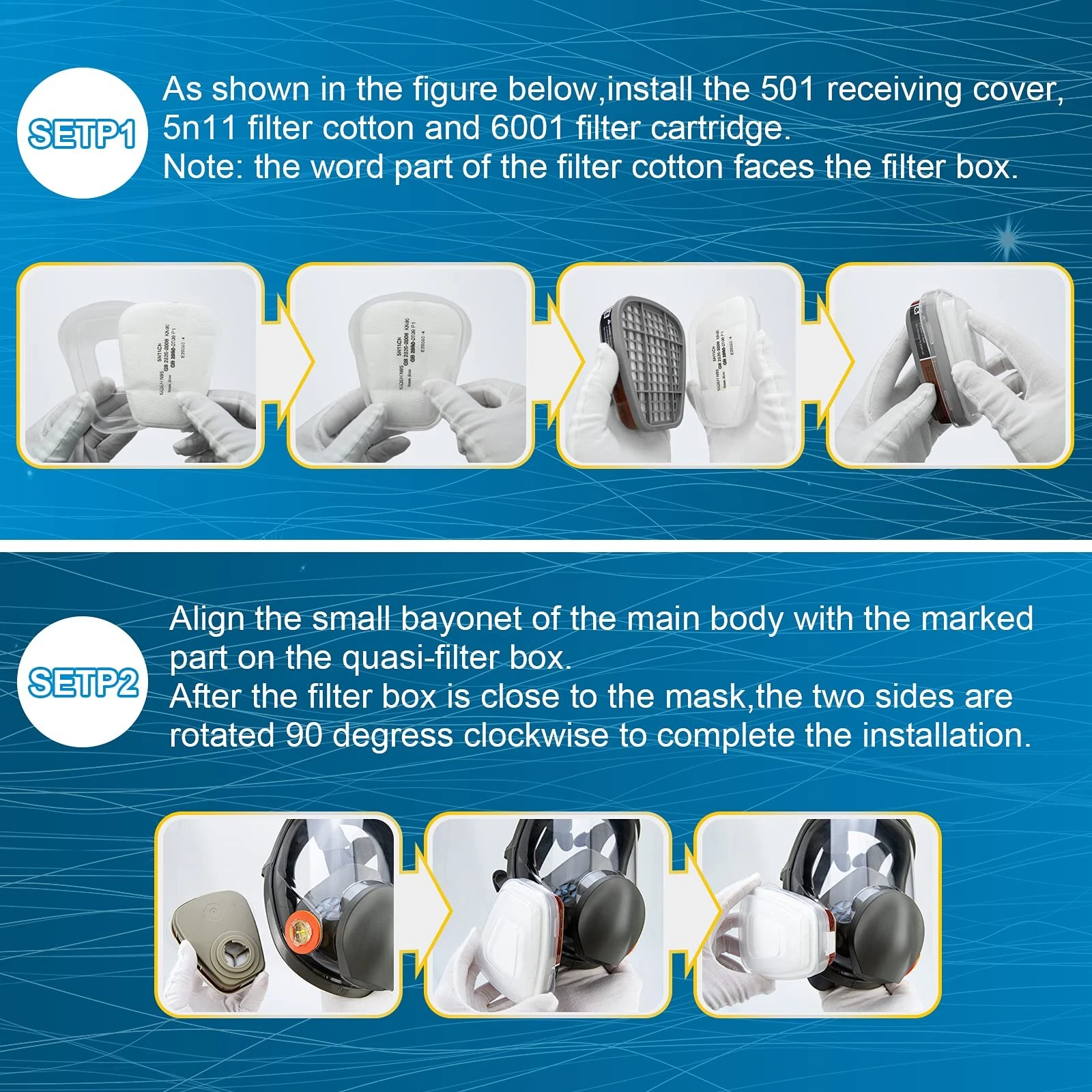 3M Reusable Full Face Respirator Mask - Double Filtration Anti-Fog for Woodworking Painting Welding - Image 4