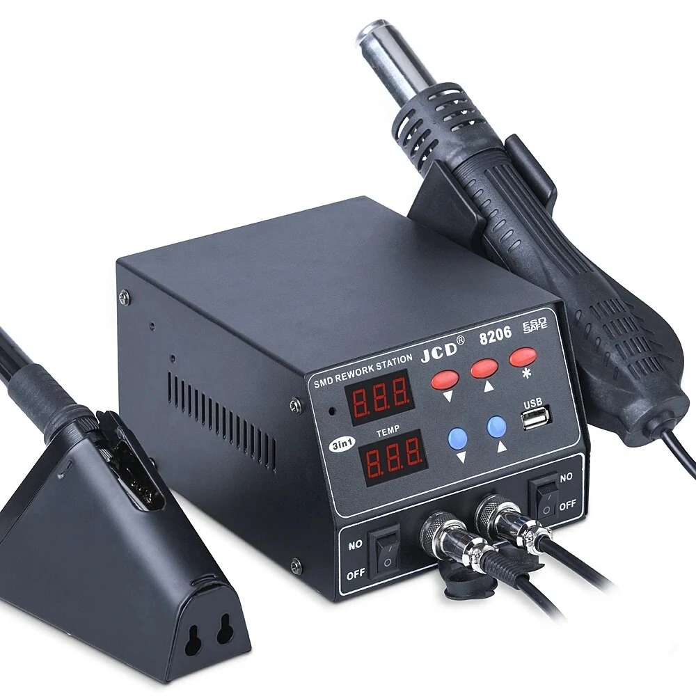 JCD 8206 800W Digital Soldering Station | 3-in-1 Hot Air Gun for PCB BGA Repair - Image 3