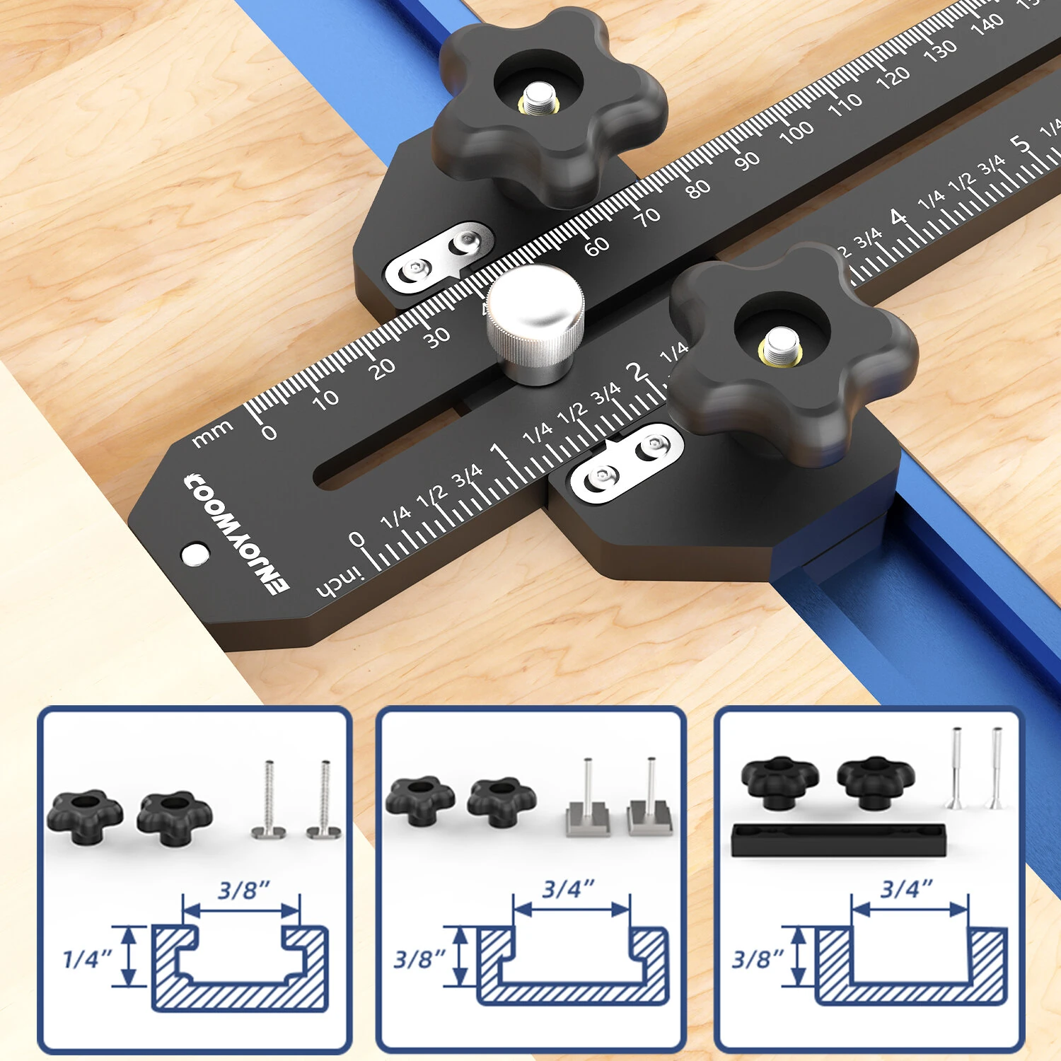 ENJOYWOOD 160mm Thin Rip Jig Guide for Table Saw | Fast Repetitive Narrow Cuts - Image 2