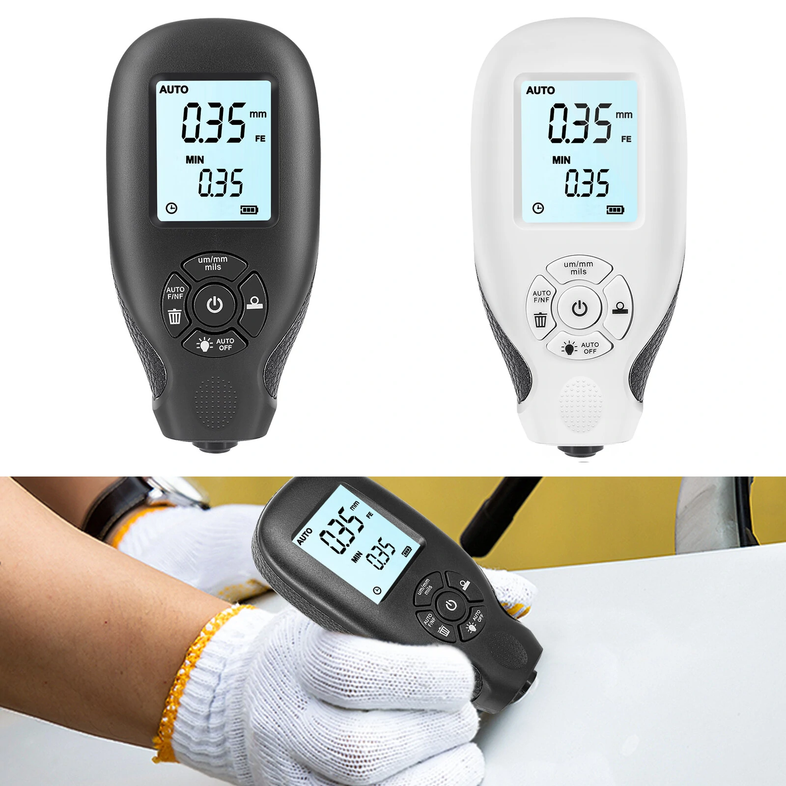 HW300 Digital Thickness Gauge - Ultrasonic Film & Coating Meter with LCD Backlight - Image 2