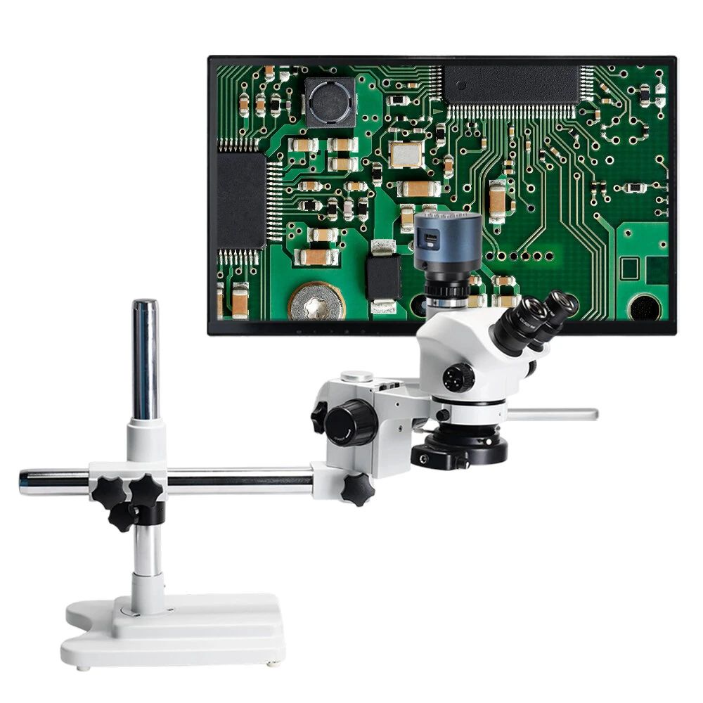 HAYEAR 3.5X-200X Trinocular Stereo Microscope | 4K Camera & 144 LED Light | Metal Boom Stand - Image 5