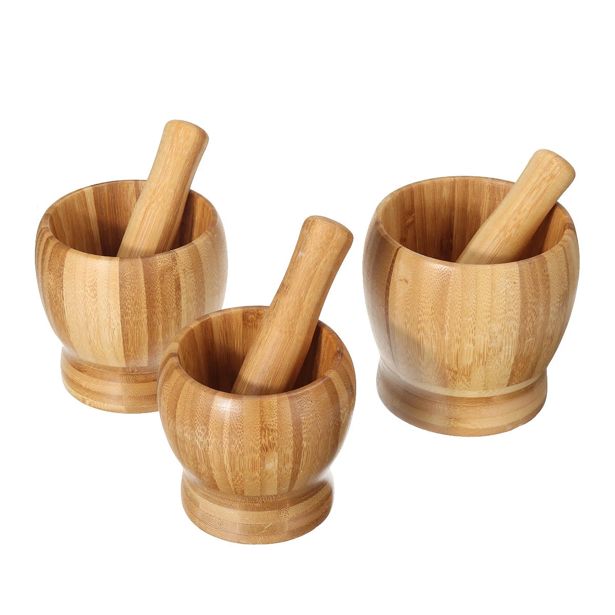 Bamboo Mortar and Pestle | Garlic Presser & Spice Grinder | Kitchen Hand Tool - Image 4