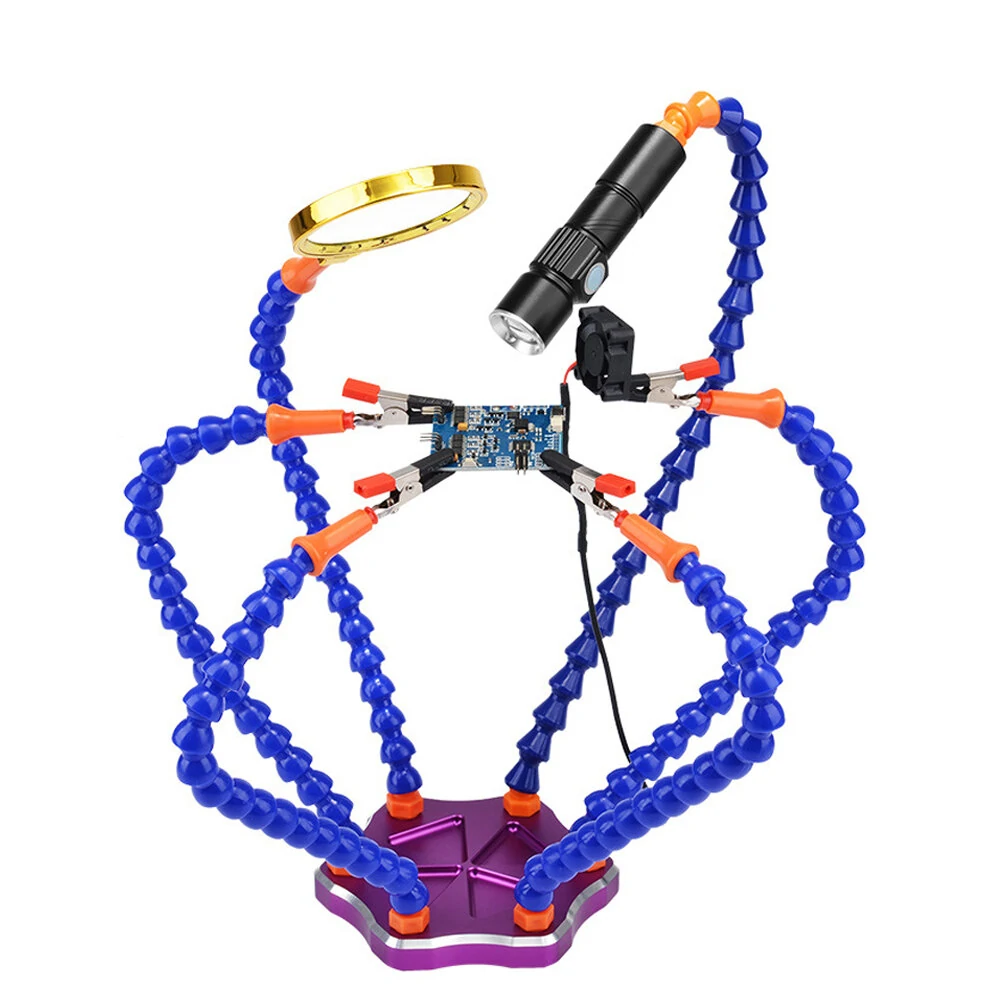 Multi-Functional Soldering Helping Hand | 6 Flexible Arms with Magnifier & Fan - Image 2
