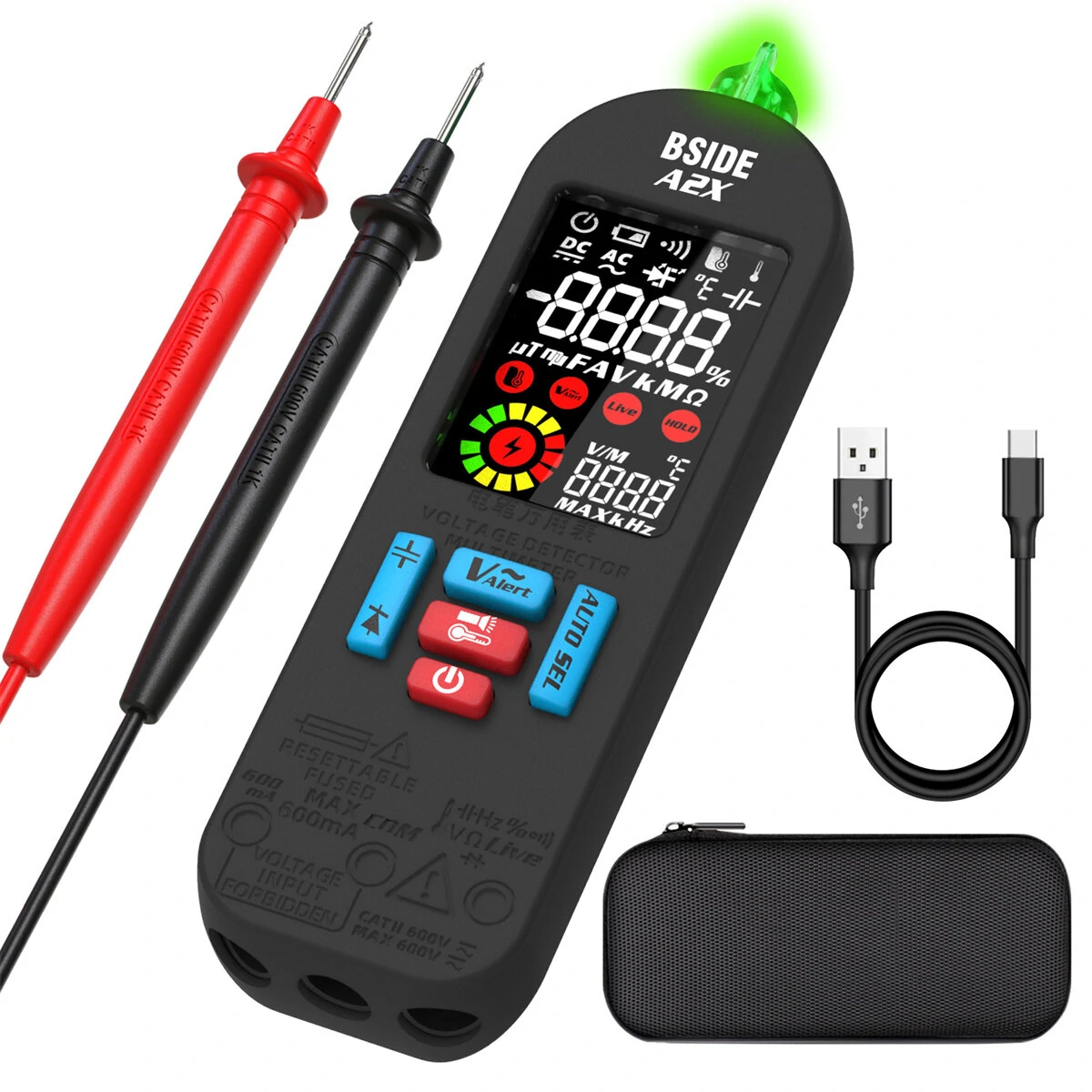BSIDE Auto-Detect Digital Multimeter - Voltage & Resistance Tester with LCD Display - Image 2
