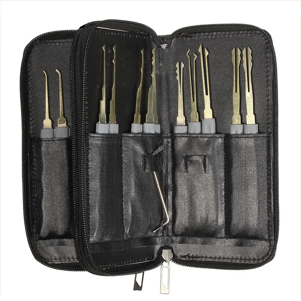 Spring Steel Locksmith Practice Tool Set - 25 PCS Single Hook Lockpick Kit with Tension Wrench & Leather Case - Image 2