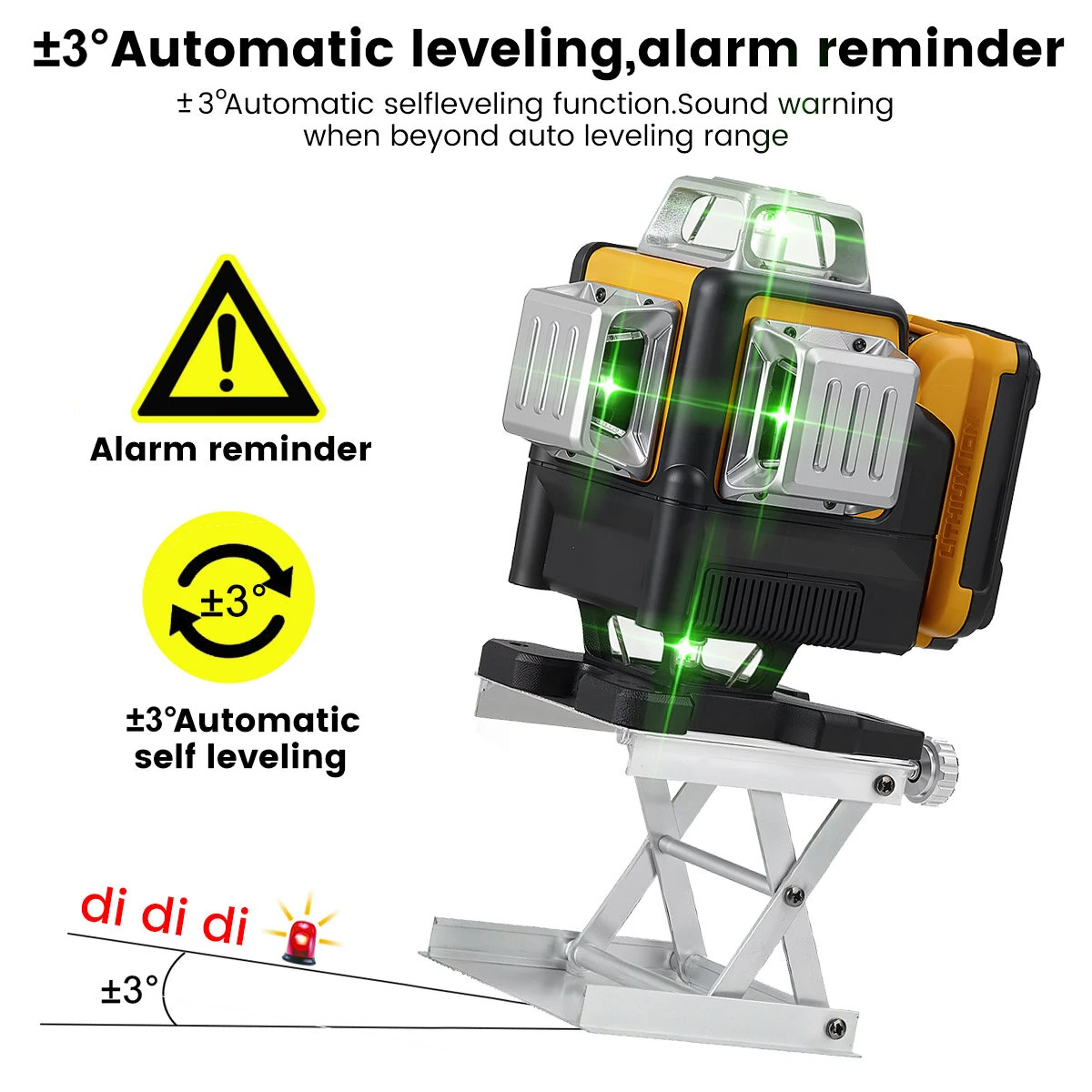 Mustool 4D 16 Line Green Laser Level | Self-Leveling | High Precision ±0.3mm/m - Image 3