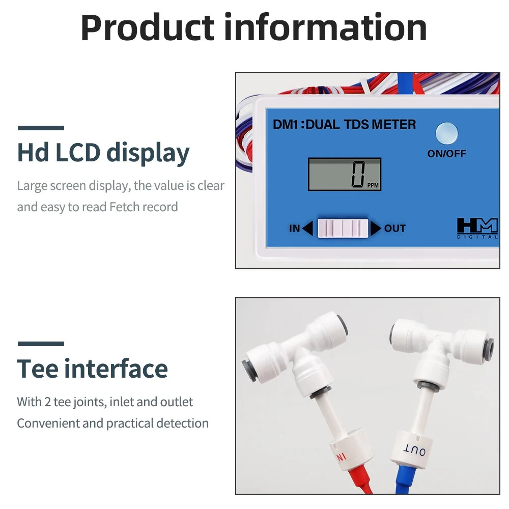 Dual Probe DM-1 TDS Meter | 0-9990PPM Water Tester for Aquarium & Tap Water - Image 5