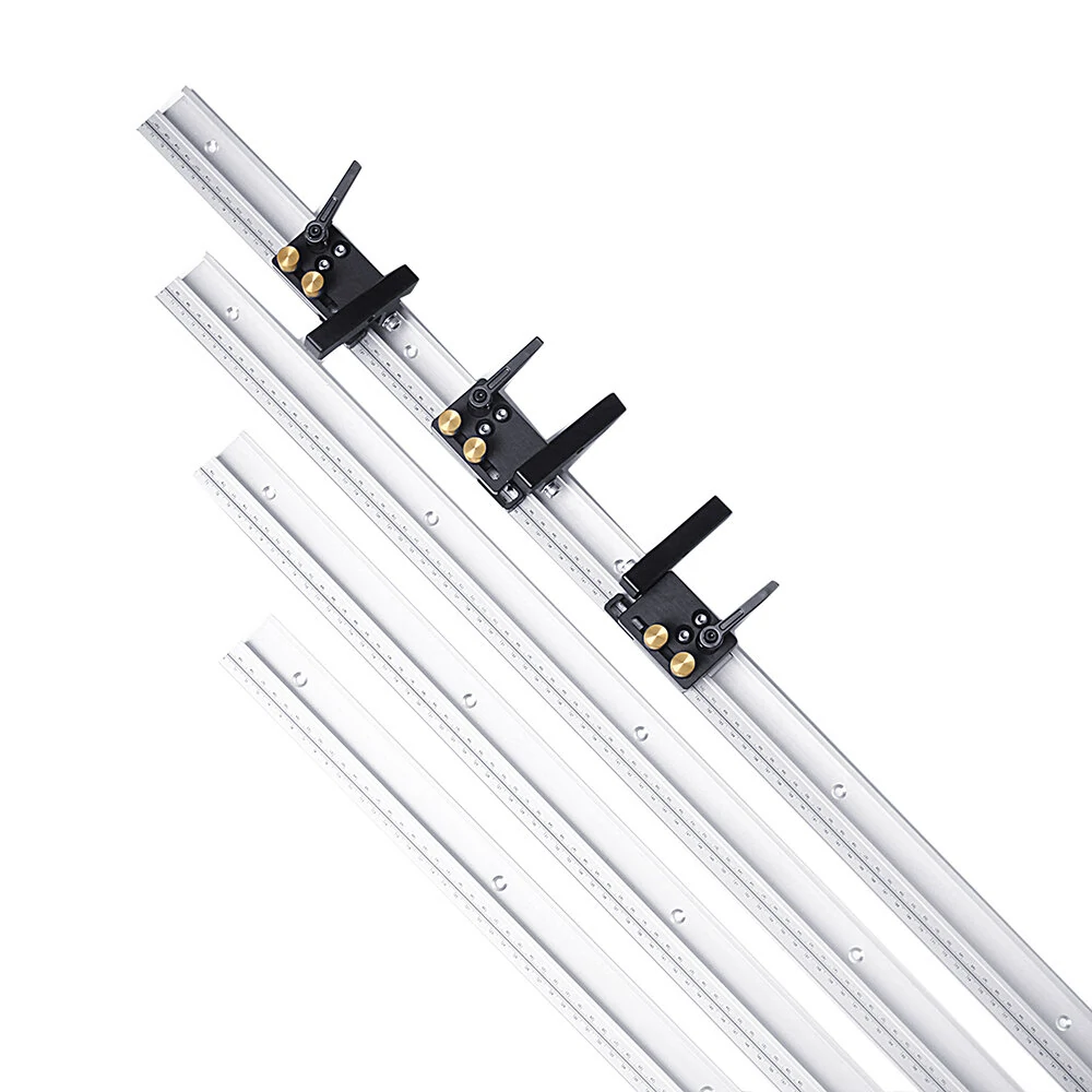 Drillpro Aluminum Alloy T-Track Miter Slot | 600-1220mm with Scale & Stop - Image 2