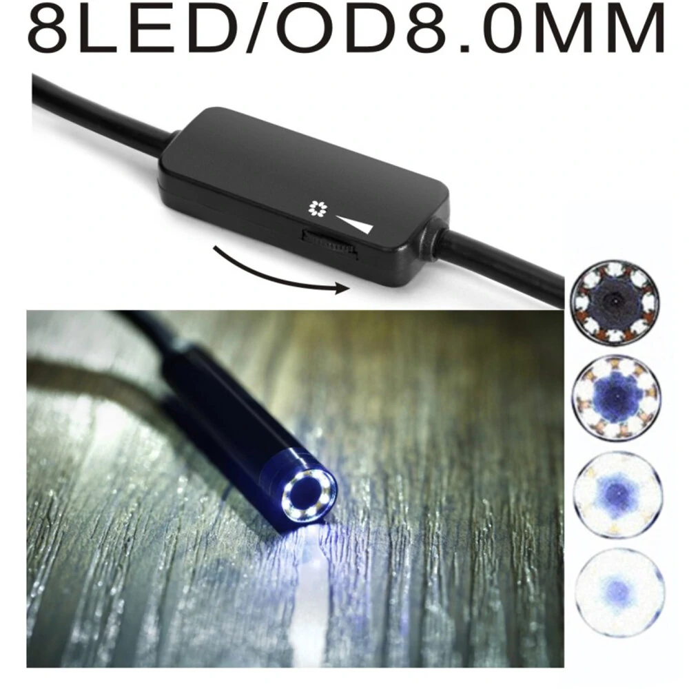 8mm Endoscope Camera - IP68 Waterproof | Dual Lens 8 LED Lights | 1/5/10M Cable for Car & Smartphone - Image 2