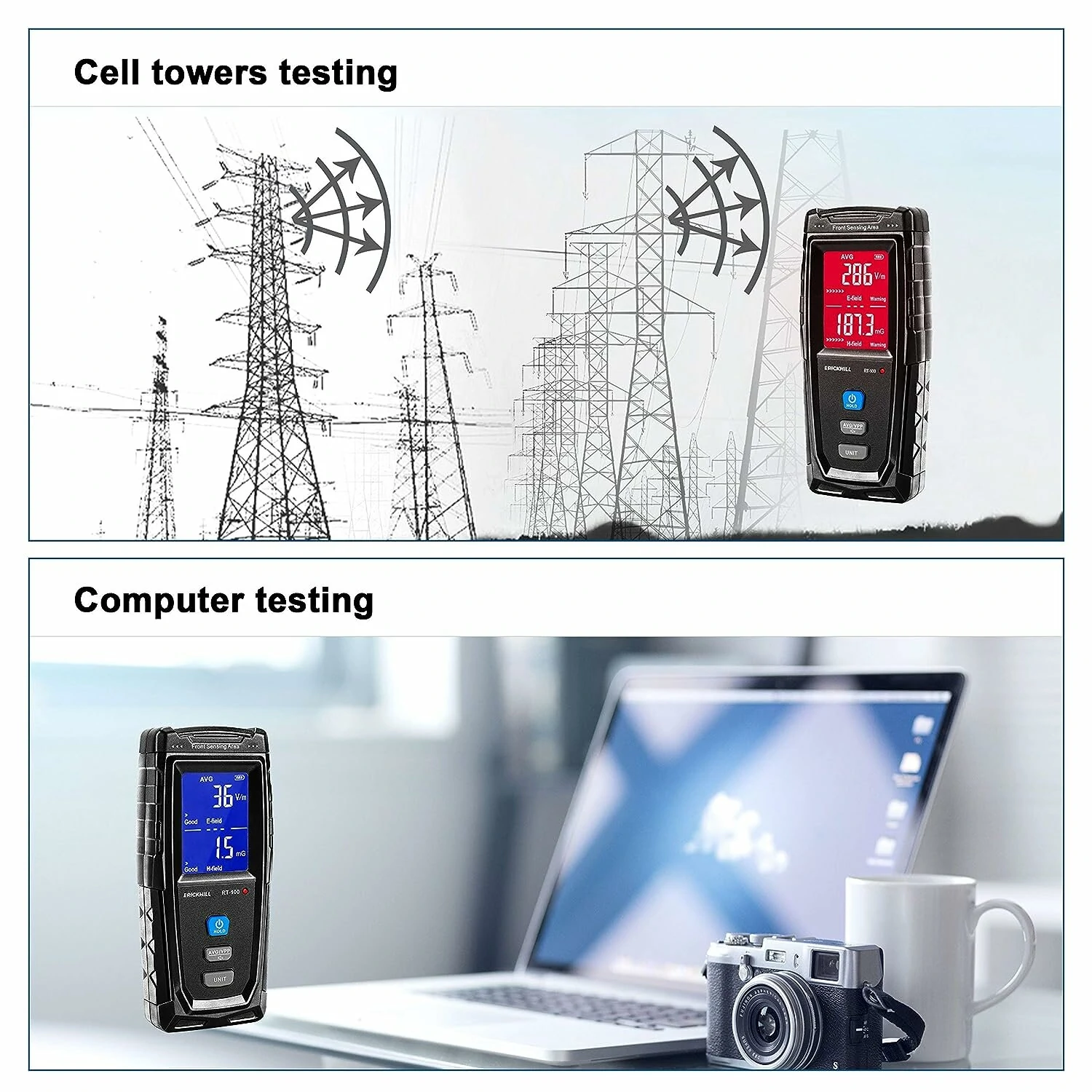 ERICKHILL Digital EMF Meter | LCD Display with Sound & Light Alarm | Home & Office Tester - Image 5